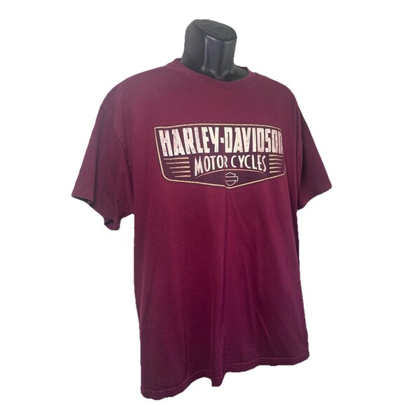 Harley Davidson Men’s T-shirt Vintage Burgundy Biker Shirt Boswell TN Size XL - Picture 3 of 9